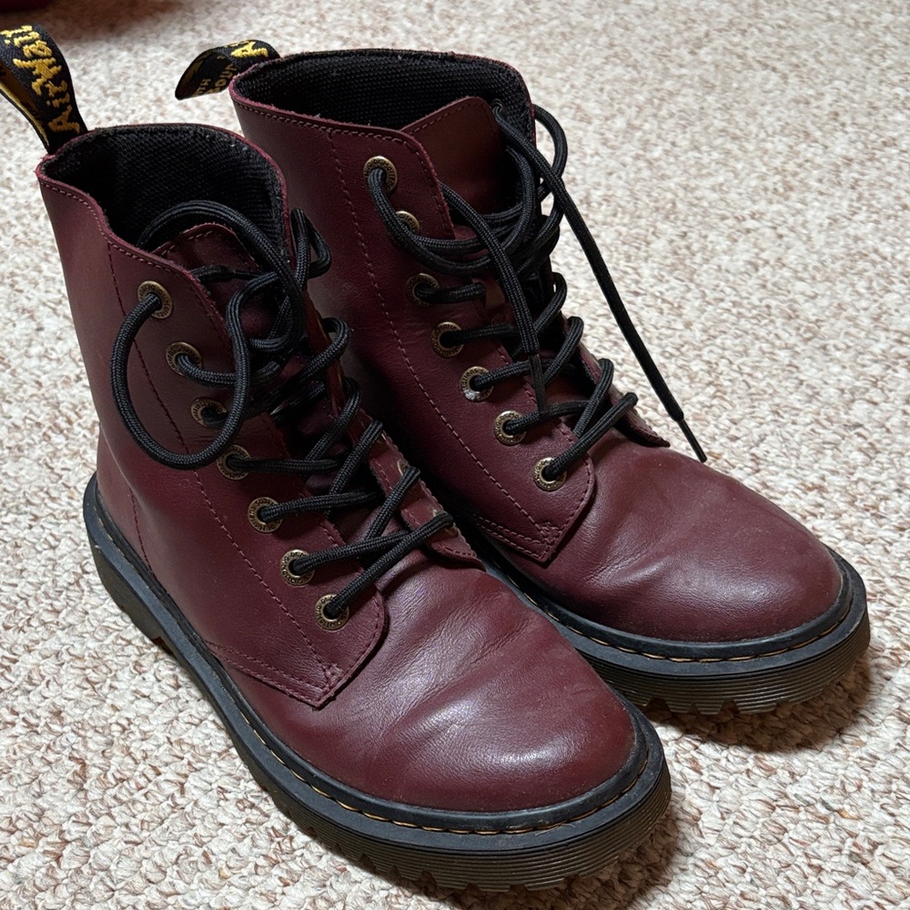 Dr. Martens Brown Combat Moto Boots with Air-Cushioned Sole